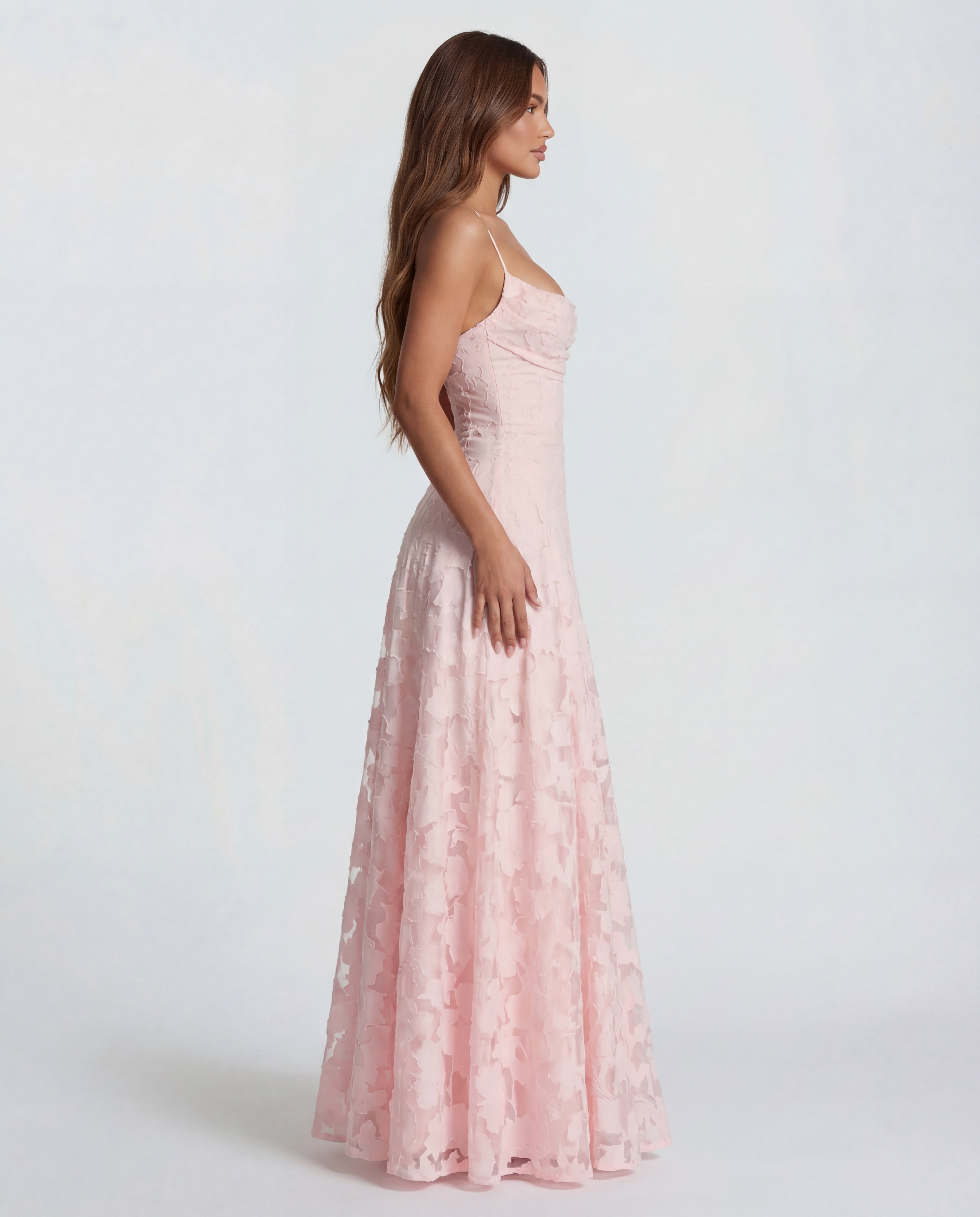 Sofia | Spaghetti Strap Straight Neckline Floral Lace Maxi Dress