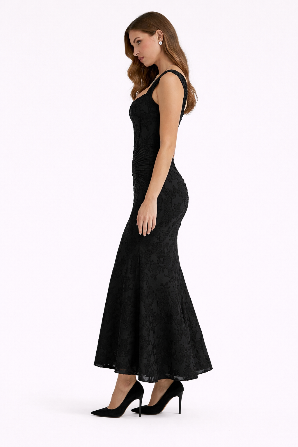Naomi | Bias Cut Satin Luminous Neutral Midi Dress
