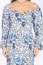 Sexy Club Dress - Puff Sleeves & Floral Style