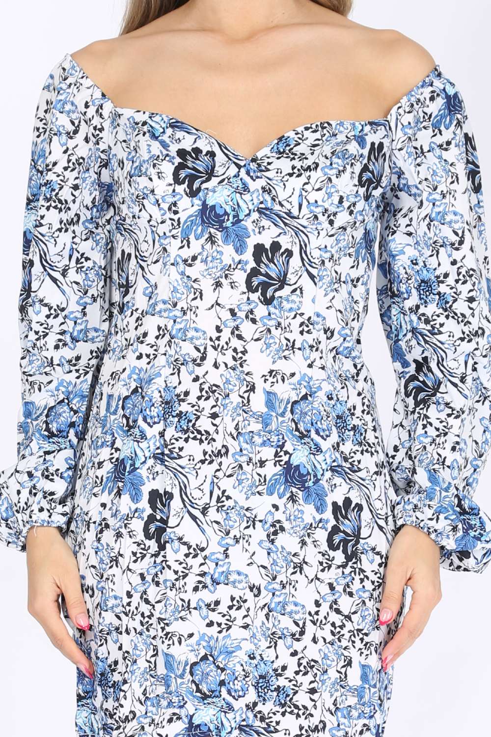 Sexy Club Dress - Puff Sleeves & Floral Style