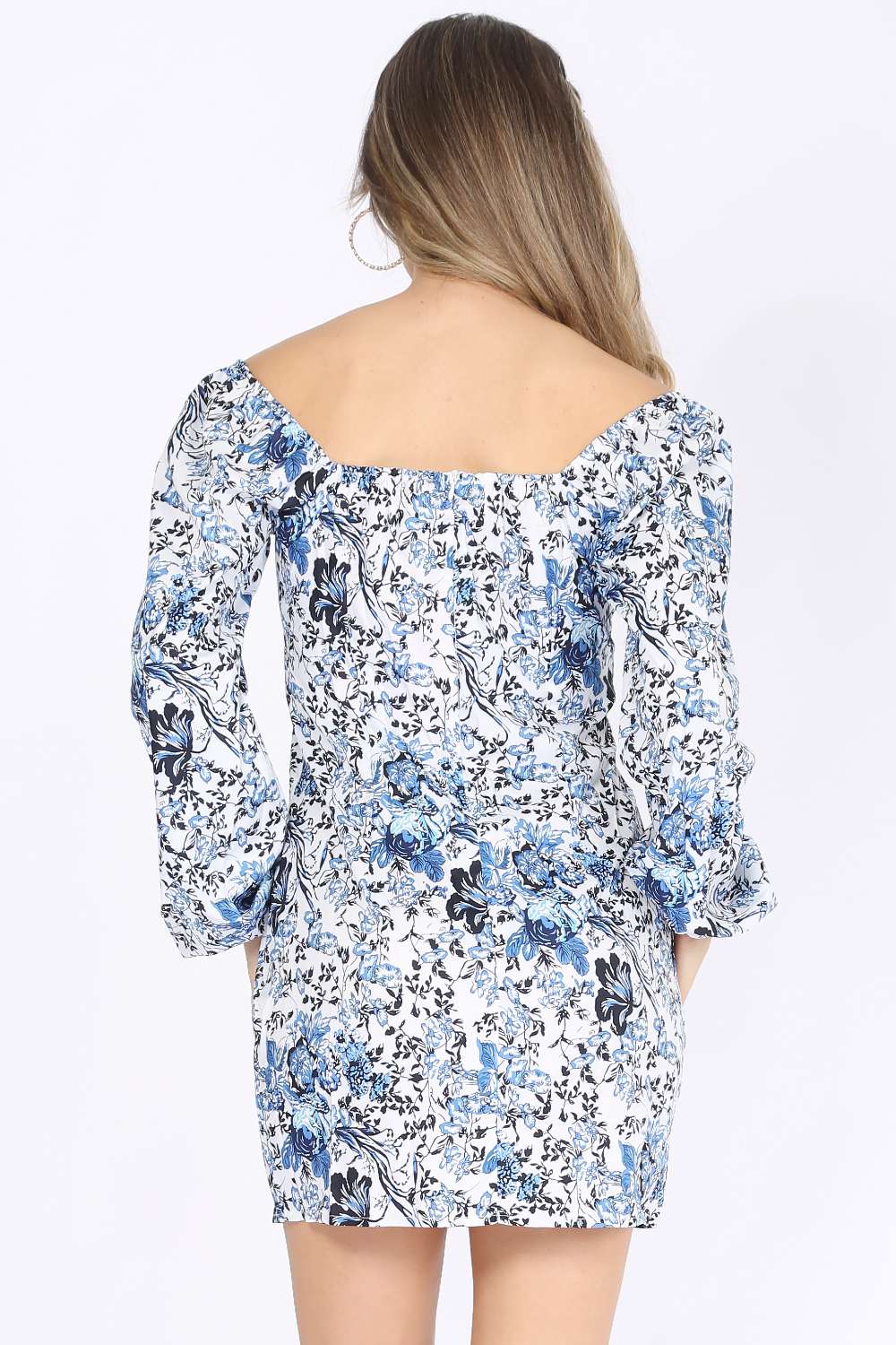 Sexy Club Dress - Puff Sleeves & Floral Style