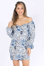 Sexy Club Dress - Puff Sleeves & Floral Style