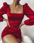 Satin Bodycon Mini Dress, Sexy Evening Dress