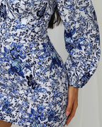 Sexy Club Dress - Puff Sleeves & Floral Style