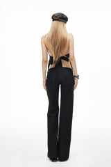 Noir Sequin Open-Back Top