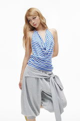 Open-Back Striped Halter Top