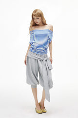 Open-Back Striped Halter Top