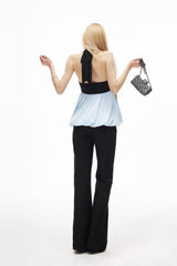 Bella Bubble Hem Halter Top