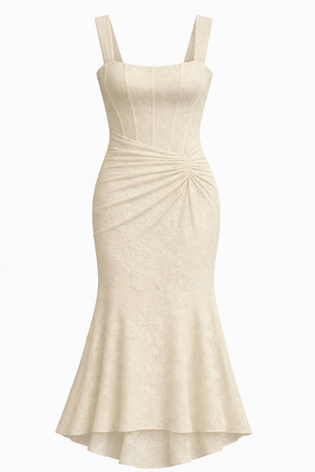 Naomi | Bias Cut Satin Luminous Neutral Midi Dress