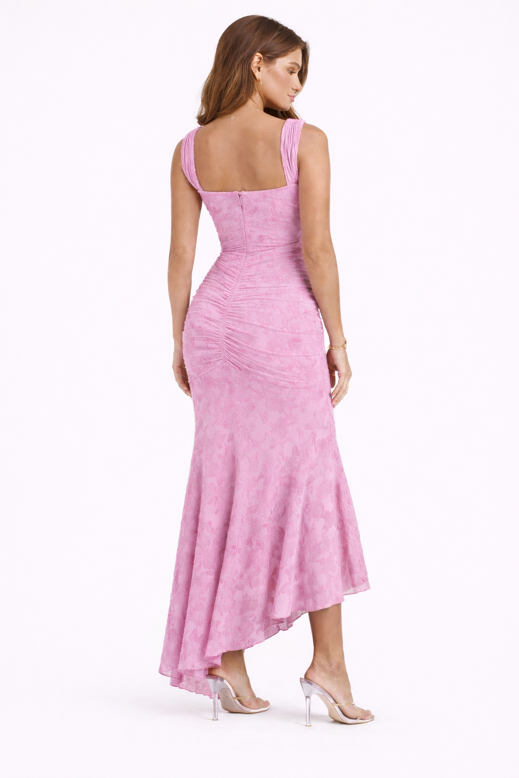 Naomi | Bias Cut Satin Luminous Neutral Midi Dress