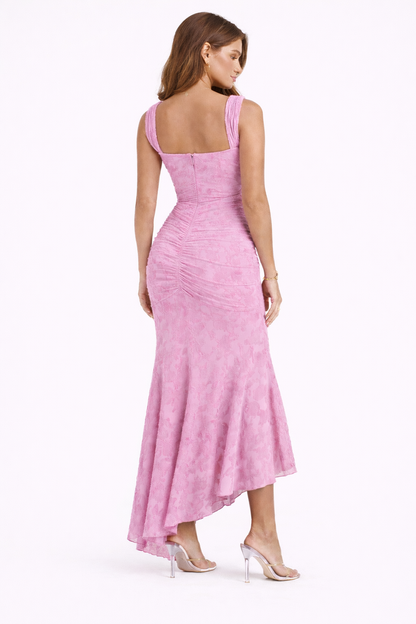 Naomi | Bias Cut Satin Luminous Neutral Midi Dress