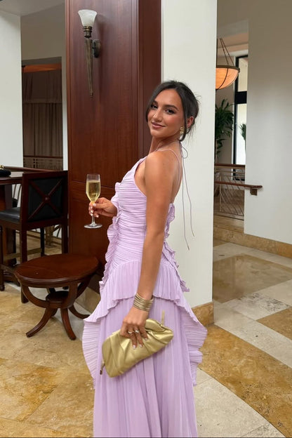 Eliza | Women’s Pleated Ruffled Maxi Wedding Guest Dress