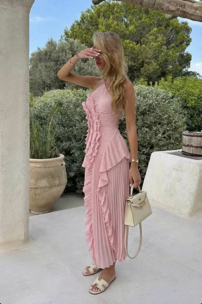 Eliza | Women’s Pleated Ruffled Maxi Wedding Guest Dress