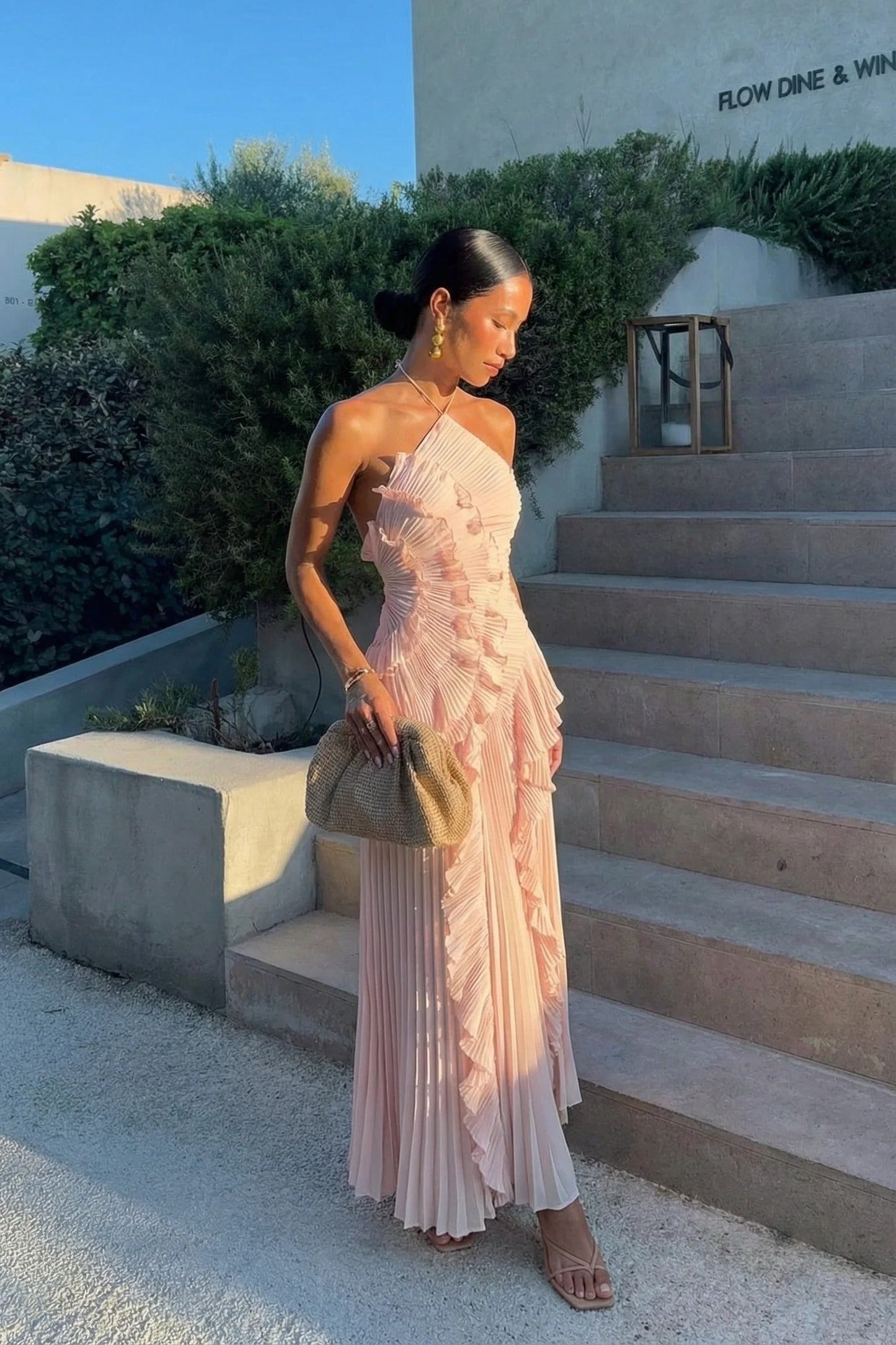 Eliza | Women’s Pleated Ruffled Maxi Wedding Guest Dress