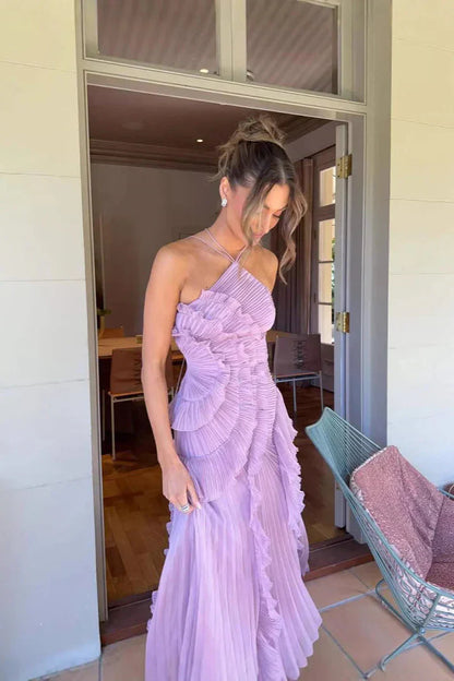 Eliza | Women’s Pleated Ruffled Maxi Wedding Guest Dress