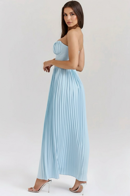 Sienna | Underwired A-Line Pleated Strapless Maxi Dress