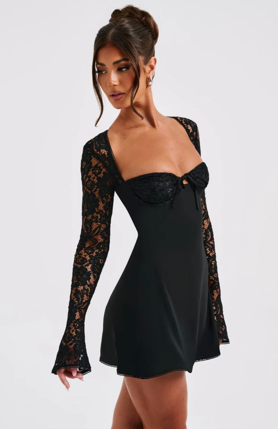 Jasmine | Sculpted Bust Luxury Lace Mini Dress