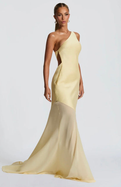 Feline | Bias-Cut Fluid Layered Skirt Sculpted Maxi Dress
