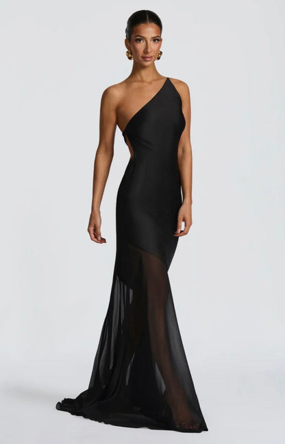 Feline | Bias-Cut Fluid Layered Skirt Sculpted Maxi Dress