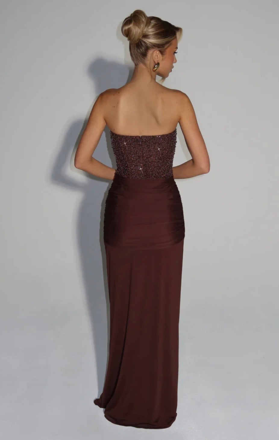 Esmeralda | Sculpted Bustier Embellished Mesh Maxi Dress