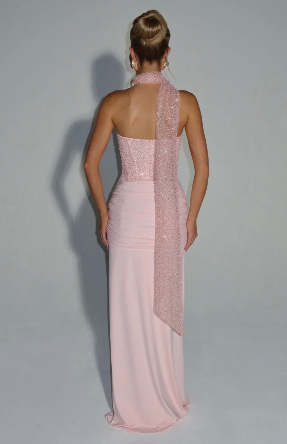 Esmeralda | Sculpted Bustier Embellished Mesh Maxi Dress