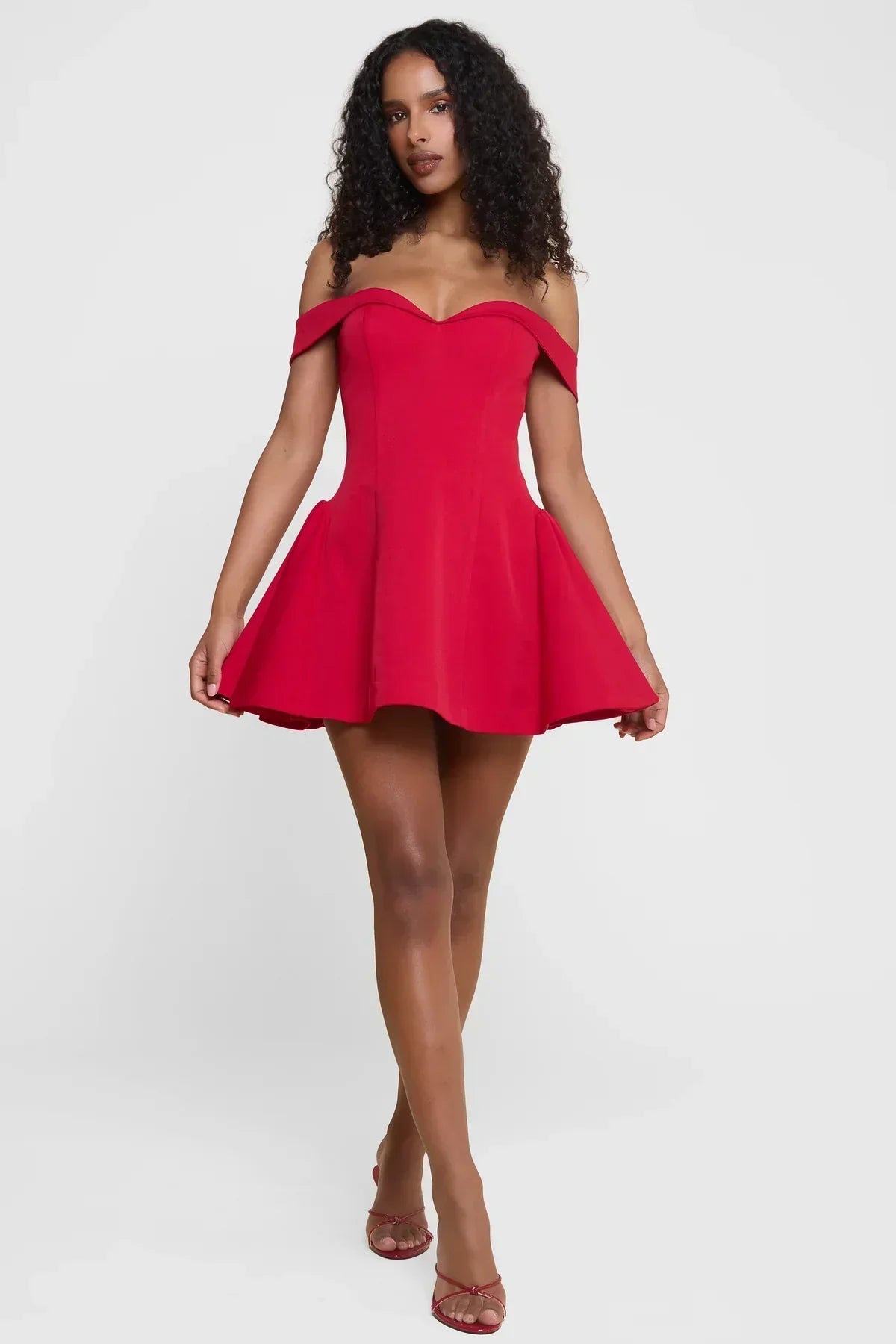Carmela | Off-Shoulder Babydoll Mini Dress