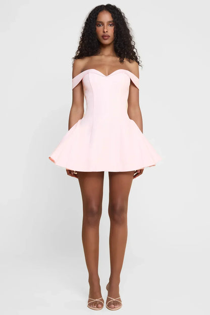 Carmela | Off-Shoulder Babydoll Mini Dress