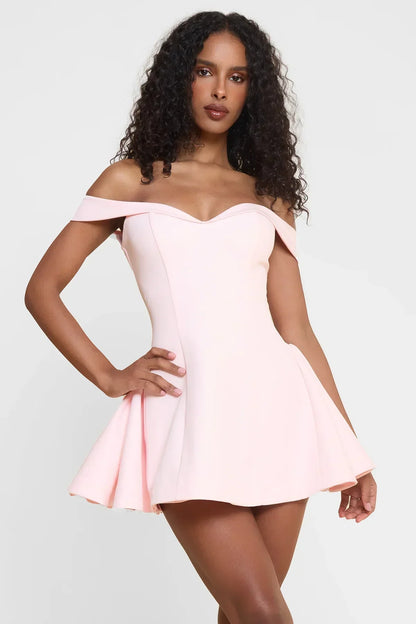 Carmela | Off-Shoulder Babydoll Mini Dress