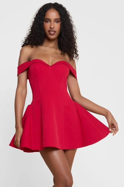 Carmela | Off-Shoulder Babydoll Mini Dress