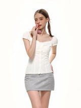 Hana Ruffle Button Top