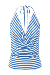 Open-Back Striped Halter Top