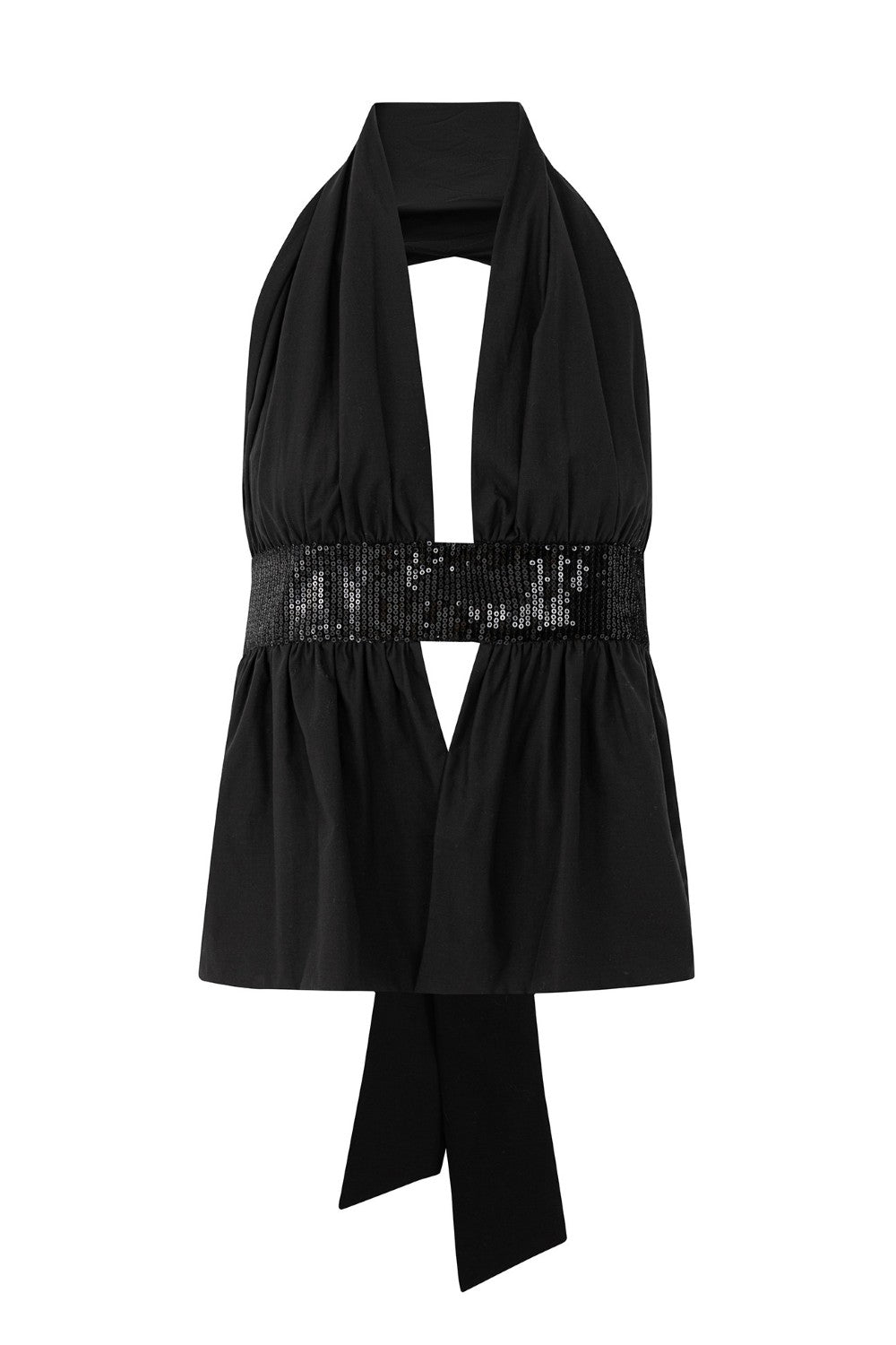 Noir Sequin Open-Back Top