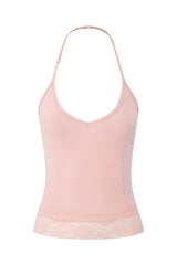 Rhinestone Lace Halter Cami