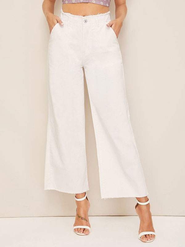 Stylish Casual Pants, High-Waisted Denim