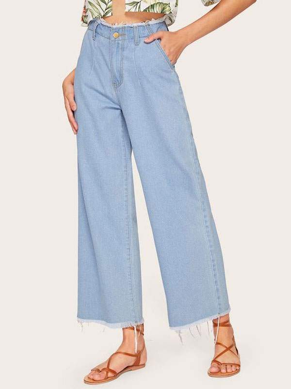 Stylish Casual Pants, High-Waisted Denim