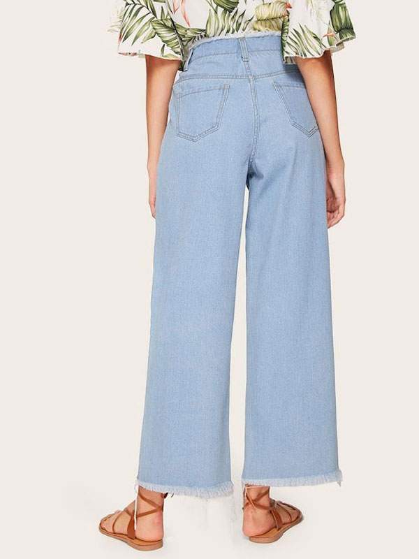 Stylish Casual Pants, High-Waisted Denim