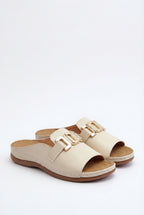 Women's Open-Toe Sandals with Gold Buckle