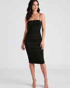 Smooth Knit, Square Neck Midi Dress