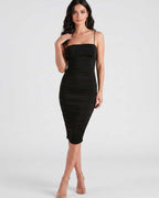 Smooth Knit, Square Neck Midi Dress
