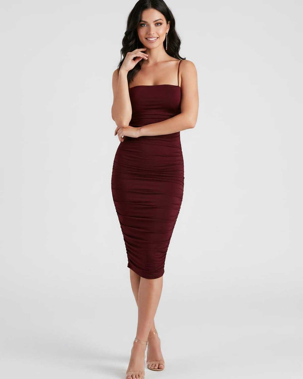 Smooth Knit, Square Neck Midi Dress