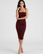 Smooth Knit, Square Neck Midi Dress
